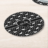 スコットランドの白いテリア(スコットランド犬) – 黒 ラウンドペーパーコースター (アングル)