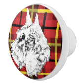 スコットランドの白テリアスコッティ犬のセラミックノブ セラミックノブ (右)