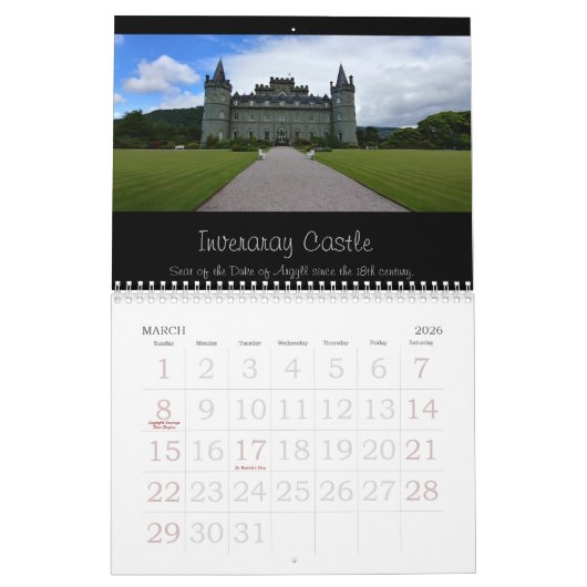 スコットランドの窓を通して見る カレンダー (3月 2026)