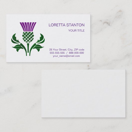 スコットランドの紋章のアザミ 名刺 (正面/裏面)