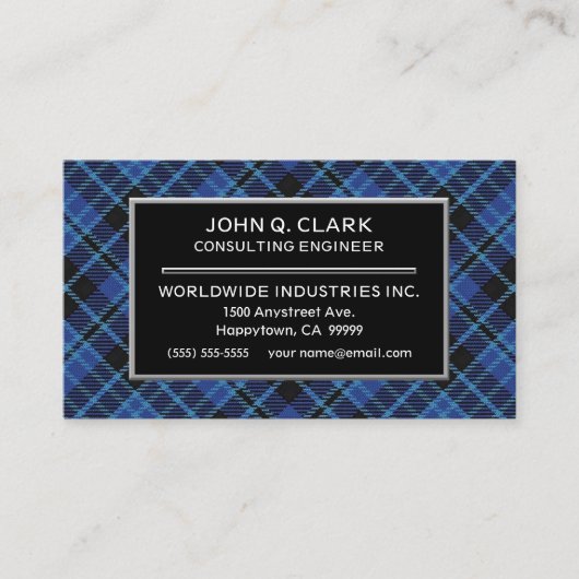スコットランドの聖職者の青いタータンチェック格子縞 名刺 (正面)