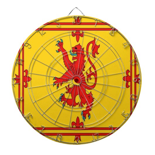 スコットランドの赤いライオンの手がつけられない旗 ダーツボード (正面)