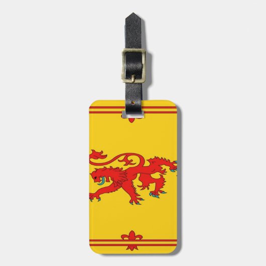 スコットランドの赤いライオンの手がつけられない旗 ラゲッジタグ (正面縦)