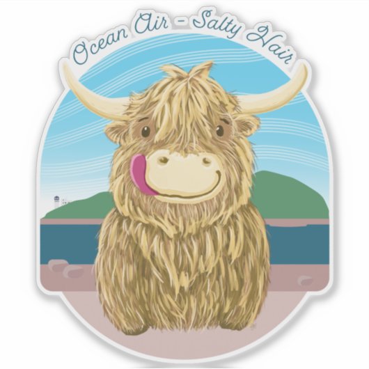 スコットランドの高地の海塩毛の牛 シール (正面)