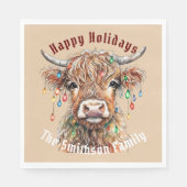 スコットランドの高地の牛のクリスマスライト スタンダードランチョンナプキン (正面)