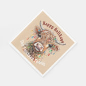 スコットランドの高地の牛のクリスマスライト スタンダードランチョンナプキン (角)