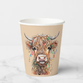 スコットランドの高地の牛のクリスマスライト 紙コップ (裏面)