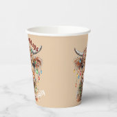 スコットランドの高地の牛のクリスマスライト 紙コップ (左)
