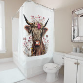 スコットランドの高地の牛のフローラシャワーカーテン牛 シャワーカーテン (インサイチュ)