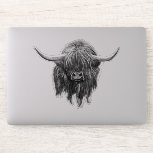 スコットランドの高地の牛の白黒 シール (コンピューター)