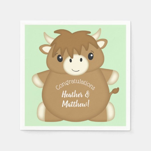 スコットランドの高地の牛の赤ちゃんシャワー スタンダードカクテルナプキン (正面)