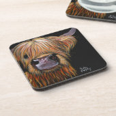 スコットランドの高地の牛'ヘンリー'コースターセット6 コースター (左側)