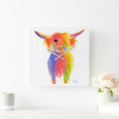 スコットランドの高地の牛' TOTTIE '壁時計 スクエア壁時計 (ホーム)