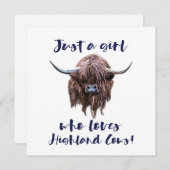 スコットランドの高地牛を愛するちょうど女の子 サンキューカード (正面/裏面)