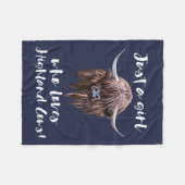 スコットランドの高地牛を愛するちょうど女の子 フリースブランケット (正面(横))