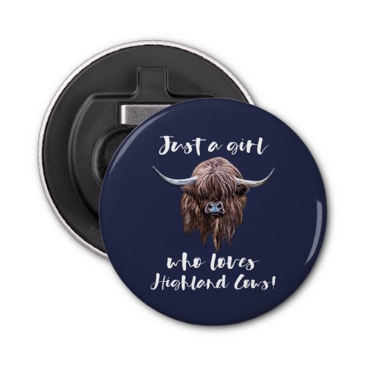 スコットランドの高地牛を愛するちょうど女の子 栓抜き (正面)