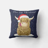 スコットランドの高地牛メリークリスマスの雪 クッション (裏面)