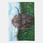 スコットランドの高地牛絵画 キッチンタオル (縦)