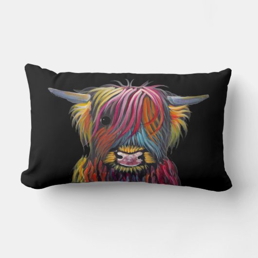 スコットランドの高地牛「Shirley M著BRaVEHEaRT 2' ランバークッション (正面)