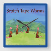 スコットランドのRick London Worms おもしろい スクエア壁時計 (正面)