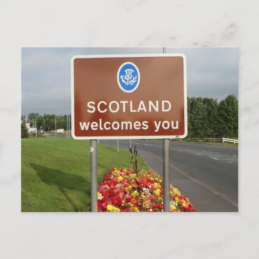 スコットランドへようこそ – Anglo-Scotish 縁ど Sign ポストカード (正面)