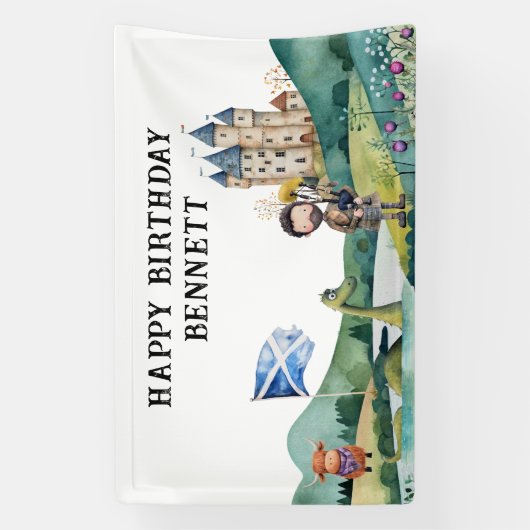 スコットランドをテーマにした誕生日パーティーウェルカムバナー 横断幕 (縦)