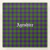 スコットランドアイルシャーディストリクトタータンチェック ガラスコースター (正面)