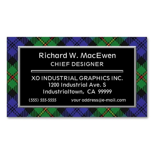 スコットランドアクセントクランMacEwenタータンチェック マグネット名刺 (正面)