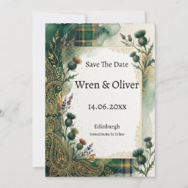 スコットランドアザミ ラベンダー ペイズリー Save The Date セーブザデート