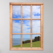 スコットランドキャッスル,空と海の窓からの眺め ポスター (正面)