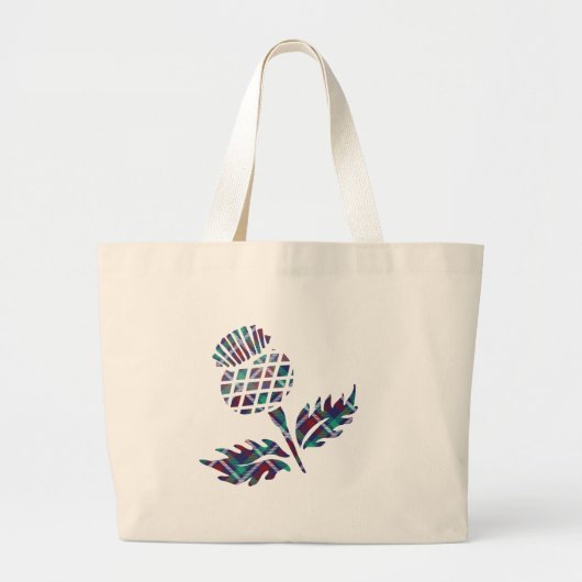 スコットランドギフトスコットランドアザミタータンチェックプレイドギフト ラージトートバッグ (正面)