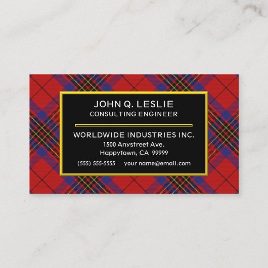 スコットランドクラムレスリーレッドタータンチェックプレイド 名刺 (正面)