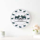 スコットランドクランドダグラスタータンチェックプレイドスコッチドッグ ラージ壁時計 (ホーム)