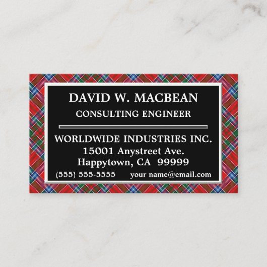 スコットランドクランドマクベインタータンチェックプレイド 名刺 (正面)