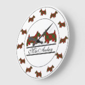 スコットランドクランドマコーレータータンチェックプレイドスコッチドッグ ラージ壁時計 (傾斜)