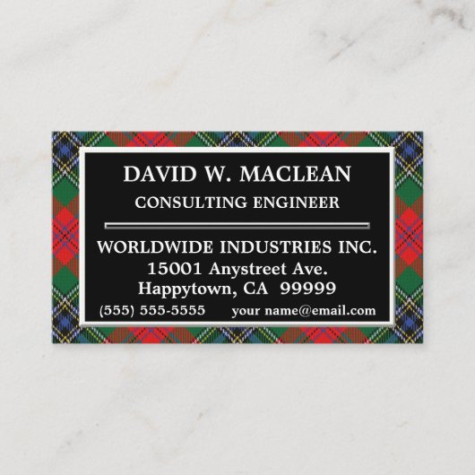 スコットランドクランドマリーンタータンチェックプレイド 名刺 (正面)