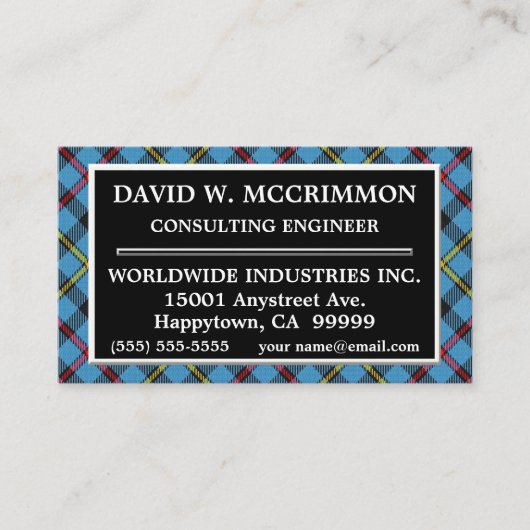 スコットランドクランプクリンモンタータンチェックプレイド 名刺 (正面)