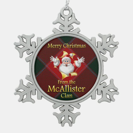 スコットランドクランプマリスターのクリスマスオーナメント スノーフレークピューターオーナメント (正面)