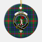 スコットランドクランAiton古代タータンチェックと紋章 セラミックオーナメント (正面)