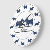 スコットランドクラークと聖職者のタータンチェックスコッティドッグ ラージ壁時計 (傾斜)