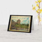 スコットランドグリーティングカードキャッスルヴィンテージ旅行 カード (黄色い花)