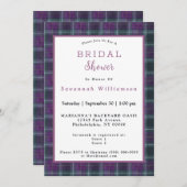 スコットランドグリーンパープルタータンウェディングシャワー 招待状 (正面/裏面)