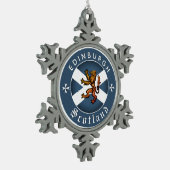 スコットランドスノーフレーク、エディンバラ、スコットランド国旗 スノーフレークピューターオーナメント (左)