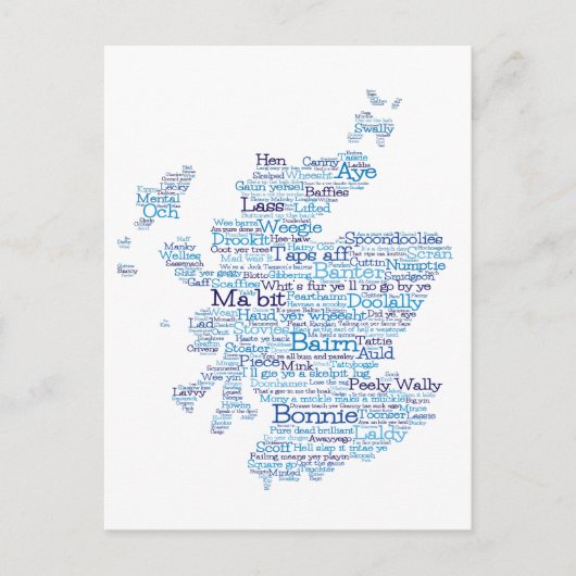 スコットランドスラング地図はがき ポストカード (正面)