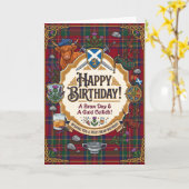 スコットランドタータンのユーモア 誕生日 カード (黄色い花)