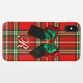 スコットランドタータンチェックと赤グリーン弓クリスマスパーティー Case-Mate iPhoneケース (裏面(横))
