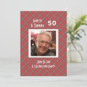 スコットランドタータンチェックをテーマにしたお祝いパーティー 招待状 (スタンド正面)