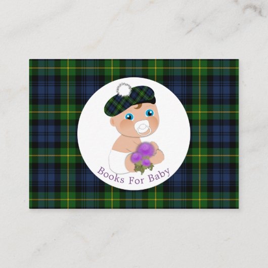 スコットランドタータンチェックアザラシ花かわいい赤ちゃんシャワー エンクロージャーカード (裏面)