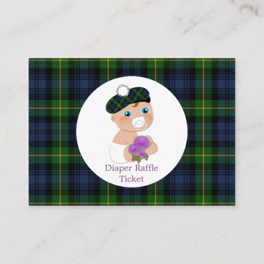 スコットランドタータンチェックアザラシ花かわいい赤ちゃんシャワー エンクロージャーカード (裏面)