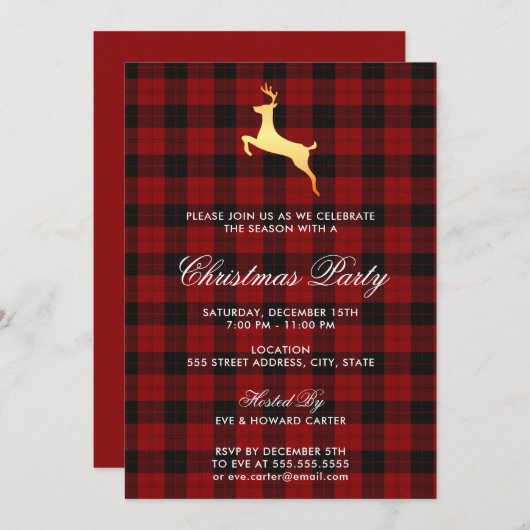 スコットランドタータンチェックトナディアクリスマスパーティー 招待状 (正面/裏面)
